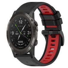 Per Garmin D2 Delta PX 26mm Cinturino sportivo in silicone bicolore (nero + rosso)