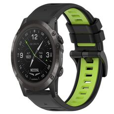 Per Garmin D2 Delta PX 26mm Cinturino sportivo in silicone bicolore (nero + verde lime)