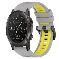 Per Garmin D2 Delta PX 26mm Cinturino sportivo in silicone bicolore (grigio + giallo)