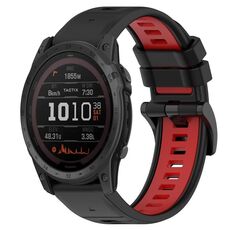 Per Garmin Tactix 7 Pro 26mm Cinturino sportivo in silicone bicolore (nero + rosso)