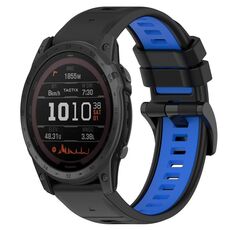 Per Garmin Tactix 7 Pro 26mm Cinturino sportivo in silicone bicolore (nero + blu)