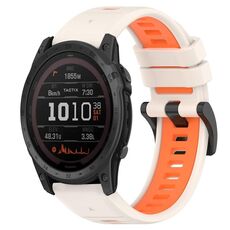 Per Garmin Tactix 7 Pro 26mm Cinturino sportivo in silicone bicolore (Starlight + Orange)