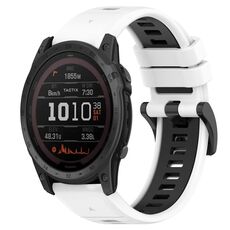 Per Garmin Tactix 7 26mm Cinturino sportivo in silicone bicolore (bianco + nero)