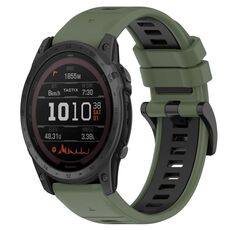 Per Garmin Tactix 7 26mm Cinturino sportivo in silicone bicolore (verde oliva + nero)