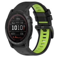 Per Garmin Tactix 7 26mm Cinturino sportivo in silicone bicolore (nero + verde lime)
