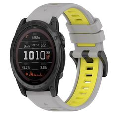 Per Garmin Tactix 7 26mm Cinturino sportivo in silicone bicolore (grigio + giallo)
