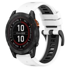 Per Garmin Fenix 7X 26mm Cinturino sportivo in silicone bicolore (bianco + nero)