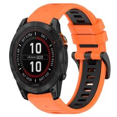 Per Garmin Fenix 7X 26mm Cinturino sportivo in silicone bicolore (arancione + nero)