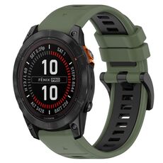 Per Garmin Fenix 7X 26mm Cinturino sportivo in silicone bicolore (verde oliva + nero)