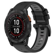 Per Garmin Fenix 7X 26mm Cinturino sportivo in silicone bicolore (nero + grigio)