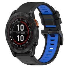 Per Garmin Fenix 7X 26mm Cinturino sportivo in silicone bicolore (nero + blu)