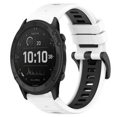 Per Garmin Tactix Delta 26mm Cinturino sportivo in silicone bicolore (bianco + nero)