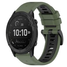 Per Garmin Tactix Delta 26mm Cinturino sportivo in silicone bicolore (verde oliva + nero)