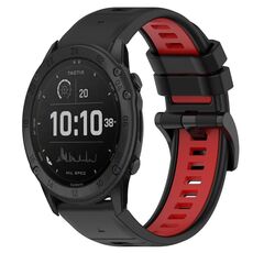 Per Garmin Tactix Delta 26mm Cinturino sportivo in silicone bicolore (nero + rosso)