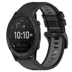 Per Garmin Tactix Delta 26mm Cinturino sportivo in silicone bicolore (nero + grigio)