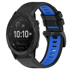 Per Garmin Tactix Delta 26mm Cinturino sportivo in silicone bicolore (nero + blu)