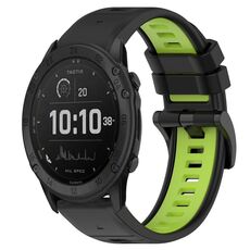 Per Garmin Tactix Delta 26mm Cinturino sportivo in silicone bicolore (nero + verde lime)