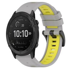 Per Garmin Tactix Delta 26mm Cinturino sportivo in silicone bicolore (grigio + giallo)