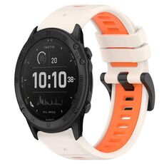 Per Garmin Tactix Delta 26mm Cinturino sportivo in silicone bicolore (Starlight + Orange)