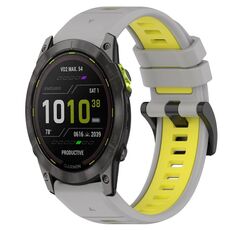 Per Garmin Enduro 2 26mm Cinturino sportivo in silicone bicolore (grigio + giallo)