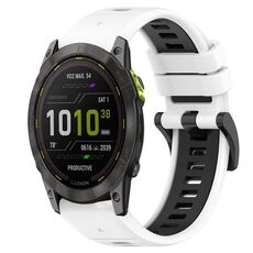Per Garmin Enduro 26mm Cinturino sportivo in silicone bicolore (bianco + nero)