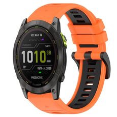 Per Garmin Enduro 26mm Cinturino sportivo in silicone bicolore (arancione + nero)