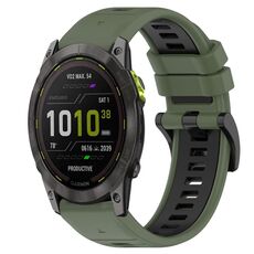 Per Garmin Enduro 26mm Cinturino sportivo in silicone bicolore (verde oliva + nero)