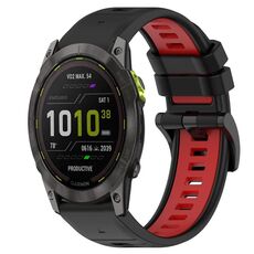 Per Garmin Enduro 26mm Cinturino sportivo in silicone bicolore (nero + rosso)
