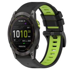 Per Garmin Enduro 26mm Cinturino sportivo in silicone bicolore (nero + verde lime)