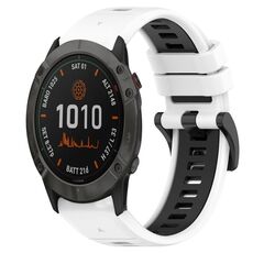 Per Garmin Fenix 6X 26mm Cinturino sportivo in silicone bicolore (bianco + nero)