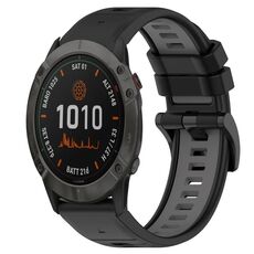 Per Garmin Fenix 6X 26mm Cinturino sportivo in silicone bicolore (nero + grigio)