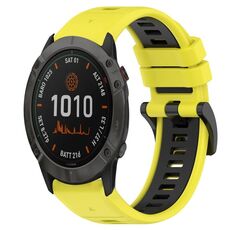 Per Garmin Fenix 6X 26mm Cinturino sportivo in silicone bicolore (giallo + nero)