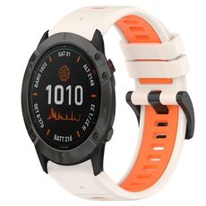 Per Garmin Fenix 6X 26mm Cinturino sportivo in silicone bicolore (Starlight + Orange)