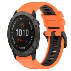 Per Garmin Fenix 6X Pro 26mm Cinturino sportivo in silicone bicolore (arancione + nero)