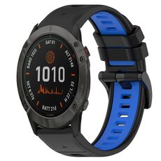 Per Garmin Fenix 6X Pro 26mm Cinturino sportivo in silicone bicolore (nero + blu)