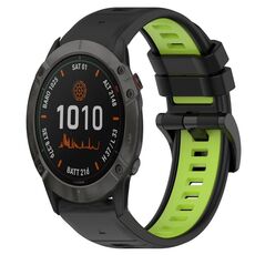 Per Garmin Fenix 6X Pro 26mm Cinturino sportivo in silicone bicolore (nero + verde lime)