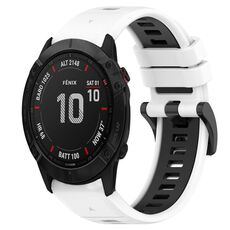 Per Garmin Fenix 6X Sapphire 26mm Cinturino sportivo in silicone bicolore (bianco + nero)