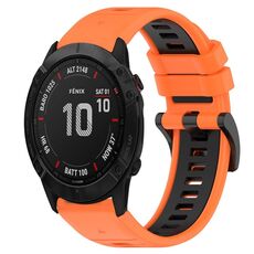 Per Garmin Fenix 6X Sapphire 26mm Cinturino sportivo in silicone bicolore (arancione + nero)
