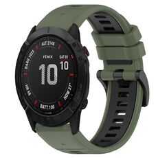 Per Garmin Fenix 6X Sapphire 26mm Cinturino sportivo in silicone bicolore (verde oliva + nero)