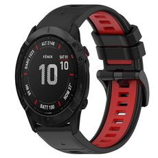 Per Garmin Fenix 6X Sapphire 26mm Cinturino sportivo in silicone bicolore (nero + rosso)