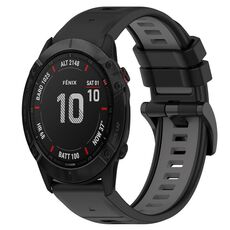 Per Garmin Fenix 6X Sapphire 26mm Cinturino sportivo in silicone bicolore (nero + grigio)
