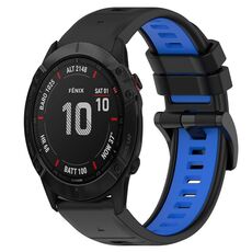 Per Garmin Fenix 6X Sapphire 26mm Cinturino sportivo in silicone bicolore (nero + blu)