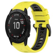 Per Garmin Fenix 6X Sapphire 26mm Cinturino sportivo in silicone bicolore (giallo + nero)
