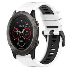 Per Garmin Fenix 5X Sapphire 26mm Cinturino sportivo in silicone bicolore (bianco + nero)