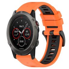 Per Garmin Fenix 5X Sapphire 26mm Cinturino sportivo in silicone bicolore (arancione + nero)