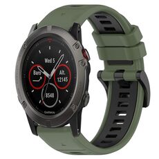 Per Garmin Fenix 5X Sapphire 26mm Cinturino sportivo in silicone bicolore (verde oliva + nero)
