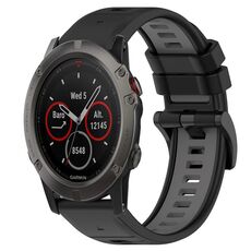 Per Garmin Fenix 5X Sapphire 26mm Cinturino sportivo in silicone bicolore (nero + grigio)