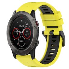 Per Garmin Fenix 5X Sapphire 26mm Cinturino sportivo in silicone bicolore (giallo + nero)