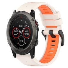 Per Garmin Fenix 5X Sapphire 26mm Cinturino sportivo in silicone bicolore (Starlight + Orange)