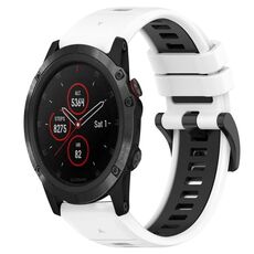Per Garmin Fenix 5X Plus 26mm Cinturino sportivo in silicone bicolore (bianco + nero)